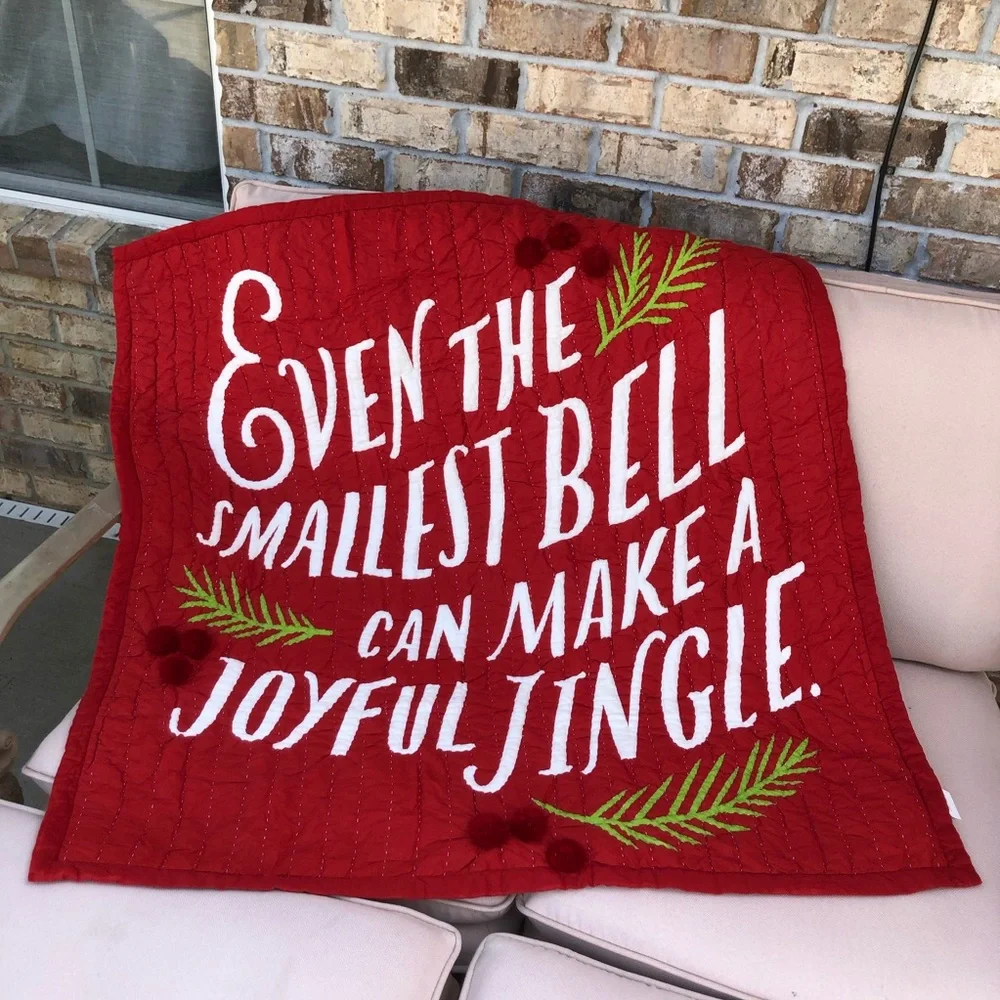 Hallmark Baby Cotton Made India Christmas Quilt Trow Decor “Even the smallest…..